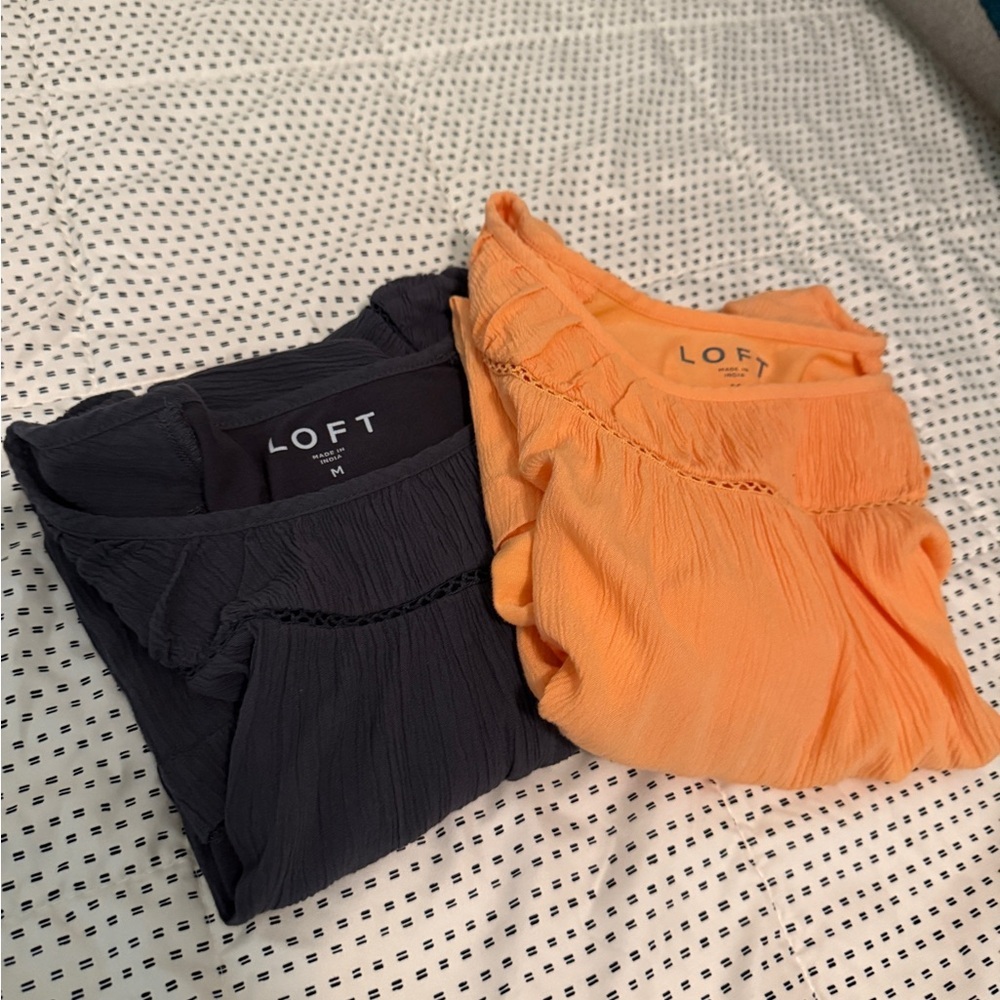 LOFT Soft Orange Pleated Neck Blouse | Size M - Picture 8 of 8
